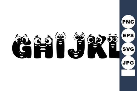 Alphabet Letters G to L with Funny Eyes - Playful Graphics for Branding