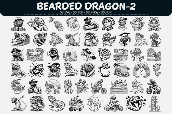 Bearded Dragon Vector Set – 53 Designs Graphics