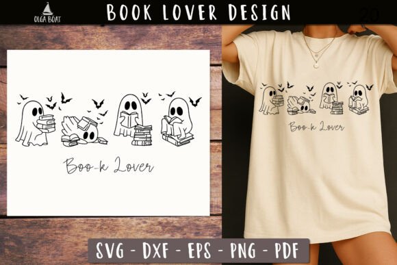Boo K Lover Ghost Reading SVG: A Graphic Design Asset for T-Shirt Designs