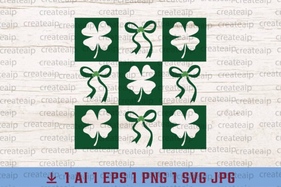 Checkered St Patrick s Day Bow Coquette Graphics for T-Shirt Designs