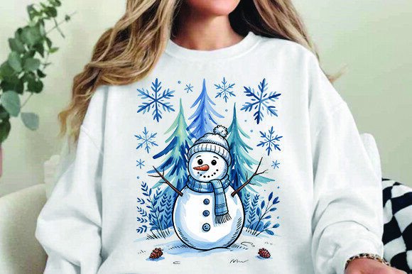 Christmas Snowman Graphic for T-Shirt Designs