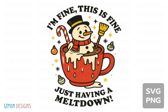 Cute Melting Snowman Hot Cocoa SVG PNG for Graphics and Illustrations