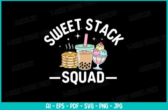 Cute Pancake, Boba Ice Cream Graphics for T-Shirt Designs