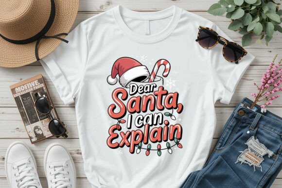 Dear Santa I Can Explain Graphics for Festive T-Shirt Designs