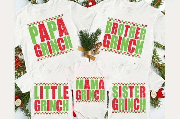 Family Christmas Png Bundle, Funny Green for T-Shirt Designs