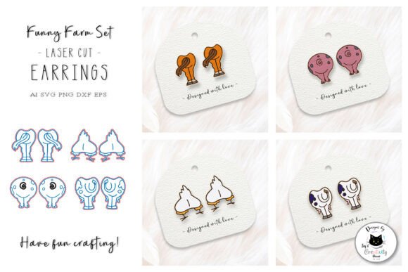 Farm Animal Butt Stud Earrings SVG Review