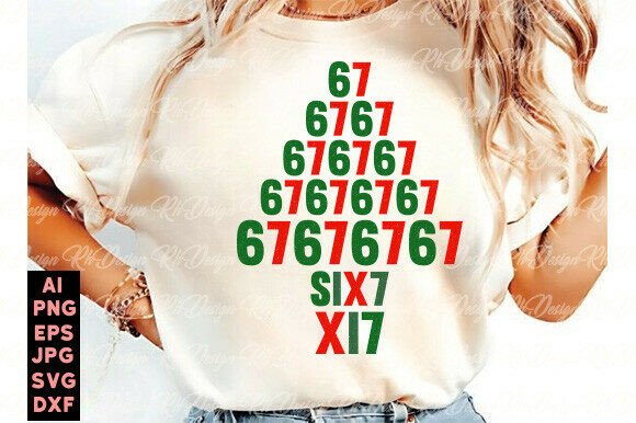 Funny 67 Christmas Tree PNG Meme Clipart for T-Shirt Designs