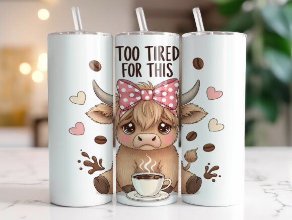 Funny Baby Highland Cow Tumbler Wrap PNG – A Versatile Graphic Asset