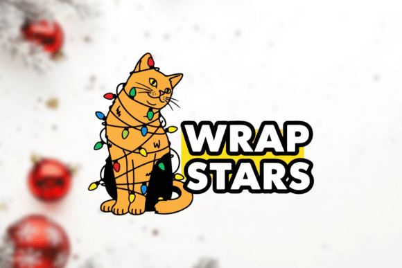 Funny Cat with Colorful Christmas Lights T-Shirt Graphics