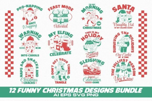 Funny Christmas Designs Bundle – Graphics for T-Shirt Designs