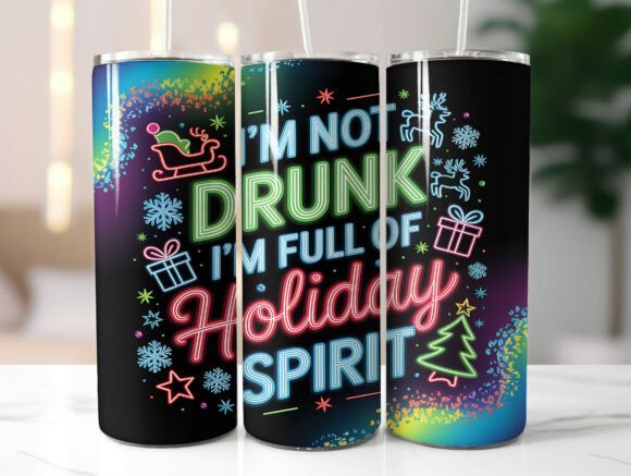 Funny Christmas Neon Tumbler Wrap PNG – A Playful Graphic for Tumbler Wraps