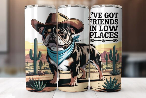 Funny Cowboy French Bulldog Tumbler Graphics