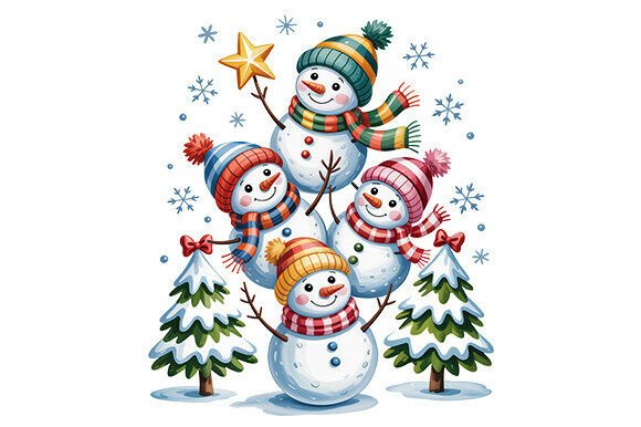 Funny Cute Snowman PNG