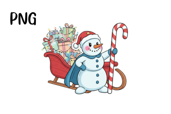 Funny Cute Snowman Supper Hero Png for T-Shirt Designs and Graphics
