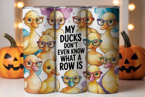 Funny Ducks in Glasses Tumbler Wrap Graphics