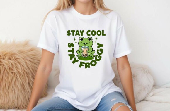 Funny Frog Boba Tea T-Shirt Design Graphics