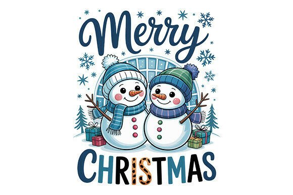 Funny Merry Christmas Snowman Graphics for T-Shirt Designs