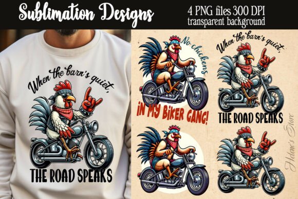 Funny Quotes Retro Rooster Biker Graphics for T-Shirt Designs
