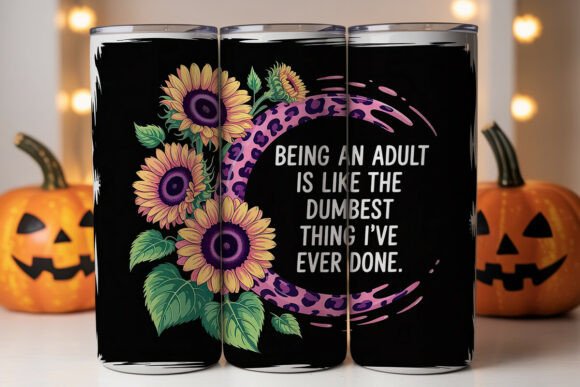 Funny Sunflower Leopard Tumbler Wrap Graphics