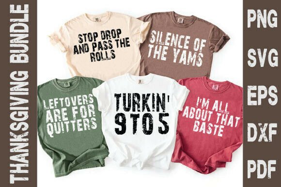Funny Thanksgiving PNG Bundle for T-Shirt Designs and Graphics