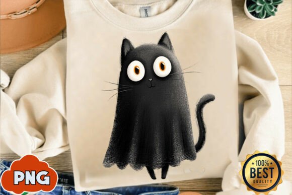 Halloween Ghost and Cat Graphics for T-Shirt Designs