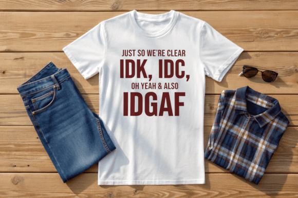 IDK IDC IDGAF Graphics for T-Shirt Designs