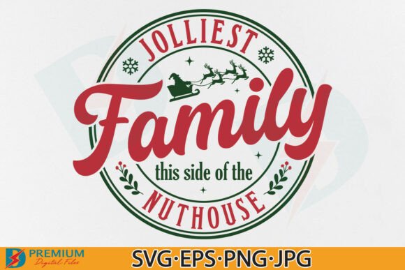 Jolliest Family Funny Christmas Graphics for T-Shirt Designs