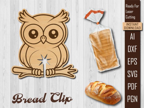 Laser Cut Animal Owl Bread Clip SVG