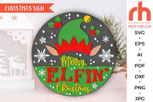 Merry Elfin Christmas SVG for Laser Cutting and Winter Amp