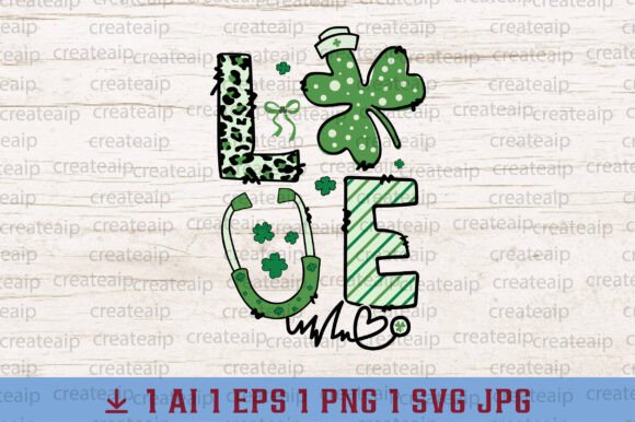 Nurse Love Clover Shamrock St Patricks Graphics T-Shirt Designs