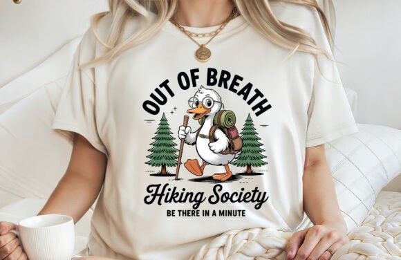 Out of Breath Hiking Society T-shirt PNG: A Graphic Design Asset for Adventure Brands