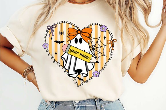 Preppy Halloween Teacher Ghost Graphics for T-Shirt Designs