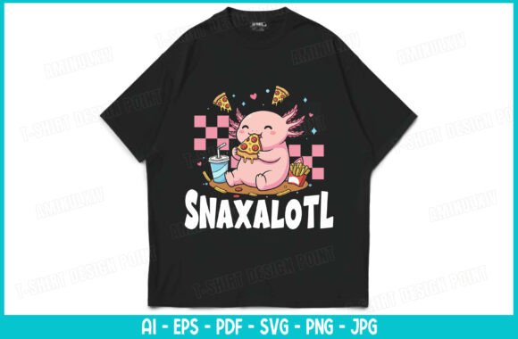 Snaxalotl SVG Cute Axolotl Eating Food for T-Shirt Designs