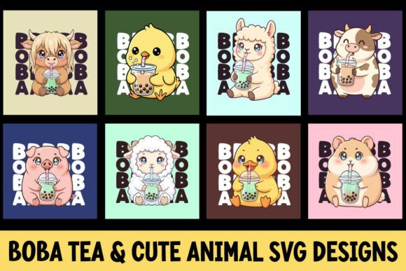 This Boba Tea Cute Animal SVG Bundle